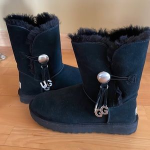 UGG Key Monogram Black Boots Size 9